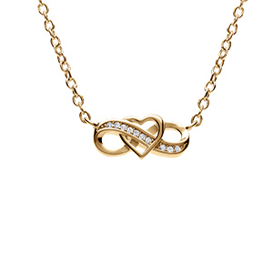 Collier en vermeil infini et coeur entrelacs et oxydes blancs sertis sur la partie avant - 41+3cm