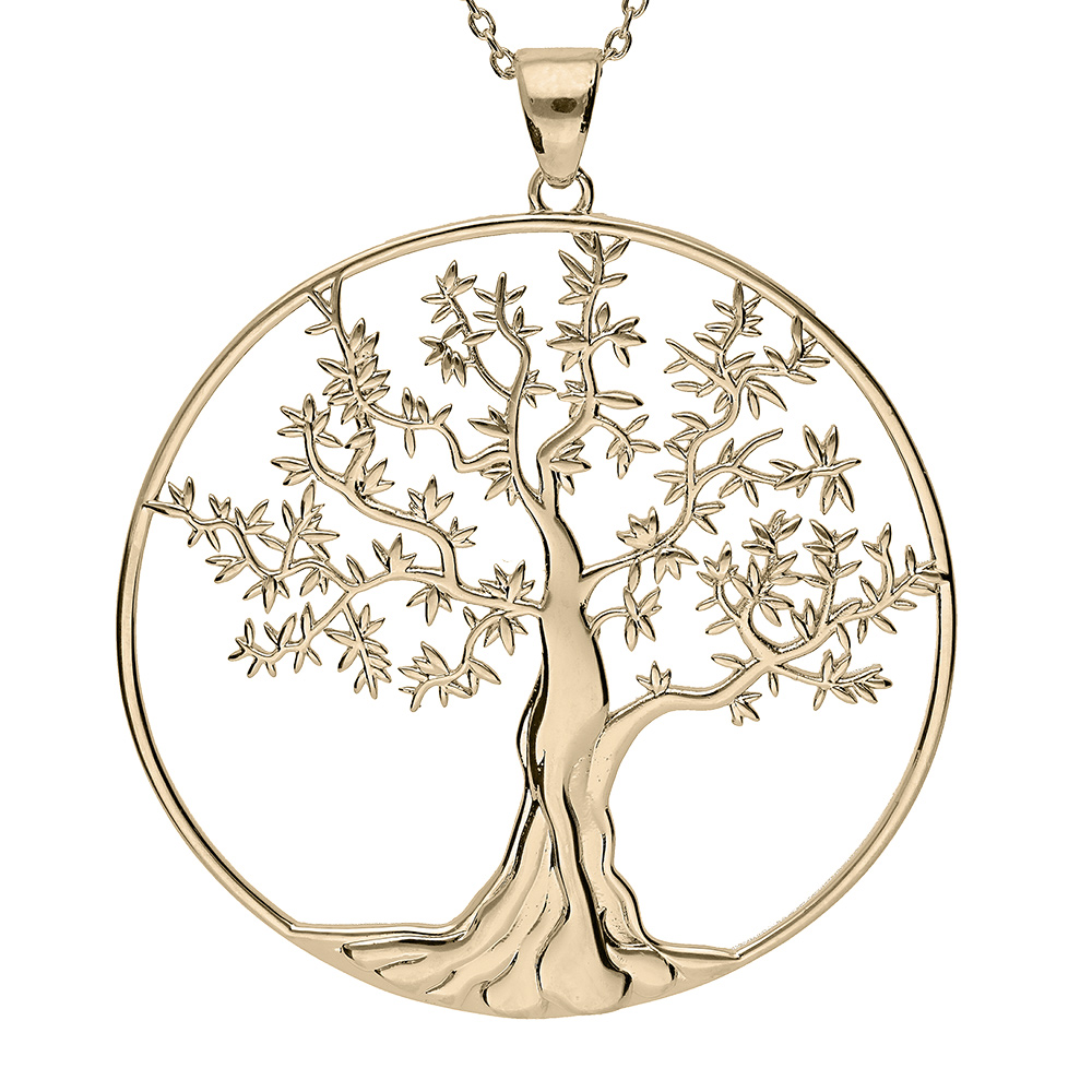 Collier en vermeil massif arbre de vie diam�tre 35 mm - 44+5cm - Vue 1