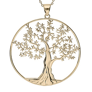 Collier en vermeil massif arbre de vie diam�tre 35 mm - 44+5cm