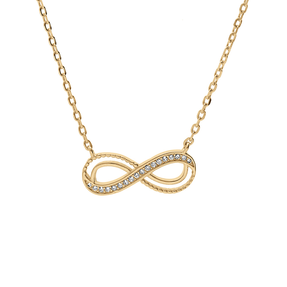 Collier en vermeil motif infini ajour� avec oxydes blancs sertis 40+5cm - Vue 1