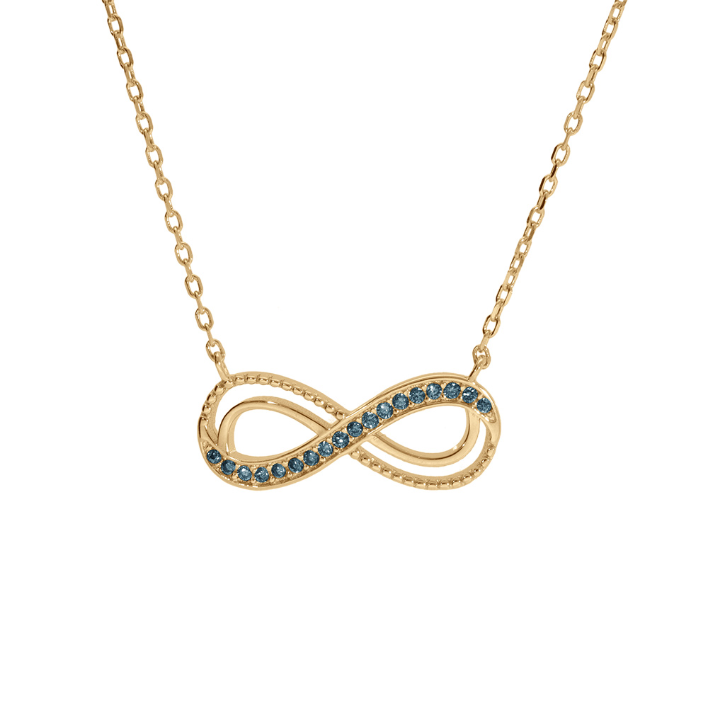 Collier en vermeil motif infini ajour� avec oxydes bleu clair sertis 40+5cm - Vue 1