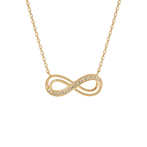 Collier en vermeil motif infini ajouré avec oxydes miel sertis - 40+5cm - Vue 1
