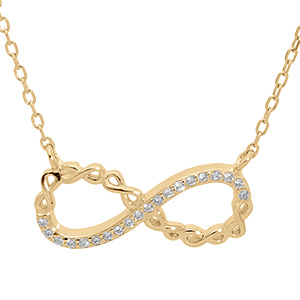 Collier en vermeil motif infini avec oxydes blancs sertis 44cm r�glable 42 et 40cm