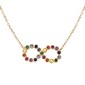Collier en vermeil motif infini oxydes multi couleurs - 42+3cm - Vue 1