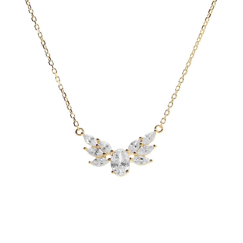 Collier en vermeil oxydes blancs  - 42+3cm - Vue 1