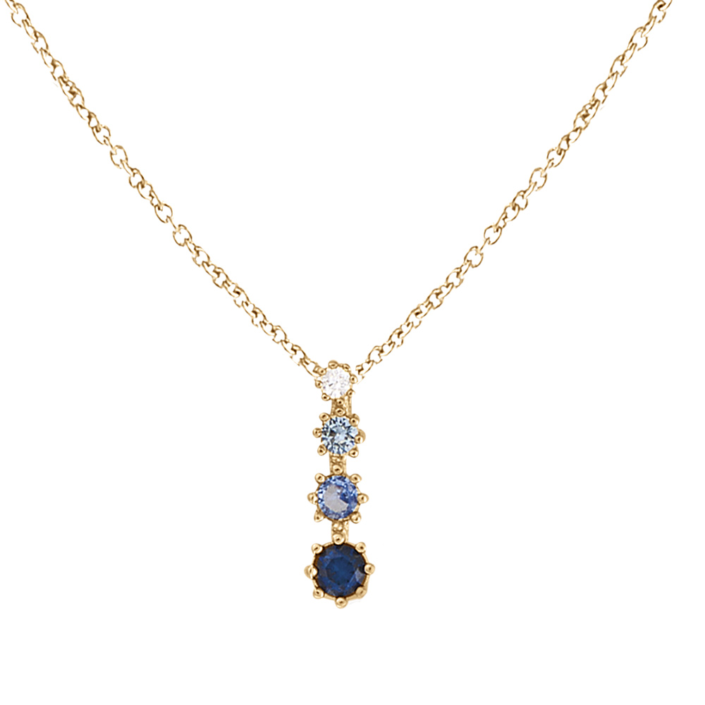 Collier en vermeil pendant d�grad� d\'oxydes bleus -  42+3cm - Vue 1