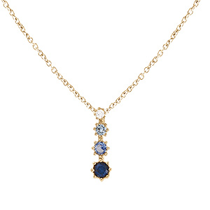 Collier en vermeil pendant d�grad� d'oxydes bleus -  42+3cm