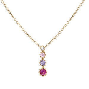 Collier en vermeil pendant oxydes d�grad�s roses - 42+3cm