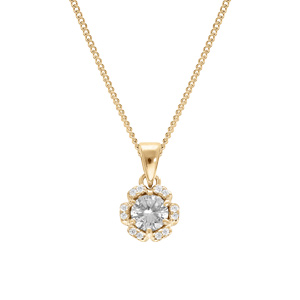 Collier en vermeil pendentif 5mm fleur oxydes blancs sertis - 42+3cm - Vue 1
