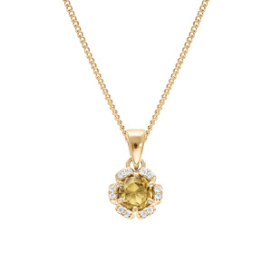 Collier en vermeil pendentif 5mm fleur oxydes couleur miel et blancs sertis - 42+3cm - Vue 1