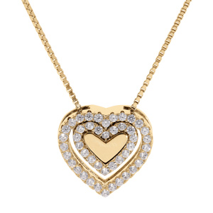 Collier en vermeil pendentif avec coeur oxydes blancs - 41+3cm - Vue 1