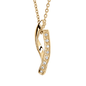 Collier en vermeil pendentif brins pendants oxydes blancs sertis - 42+3cm - Vue 1