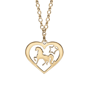 Collier en vermeil pendentif coeur ajouré licorne - 40+5cm - Vue 1