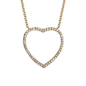 Collier en vermeil pendentif coeur ajouré oxydes blancs sur le contour - 40+4cm - Vue 1