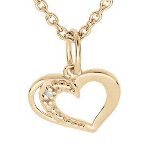 Collier en vermeil pendentif coeur avec oxydes blancs sertis - 38+5cm