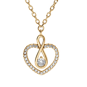 Collier en vermeil pendentif coeur contour oxydes blancs et motif infini avec oxyde - 42+3cm