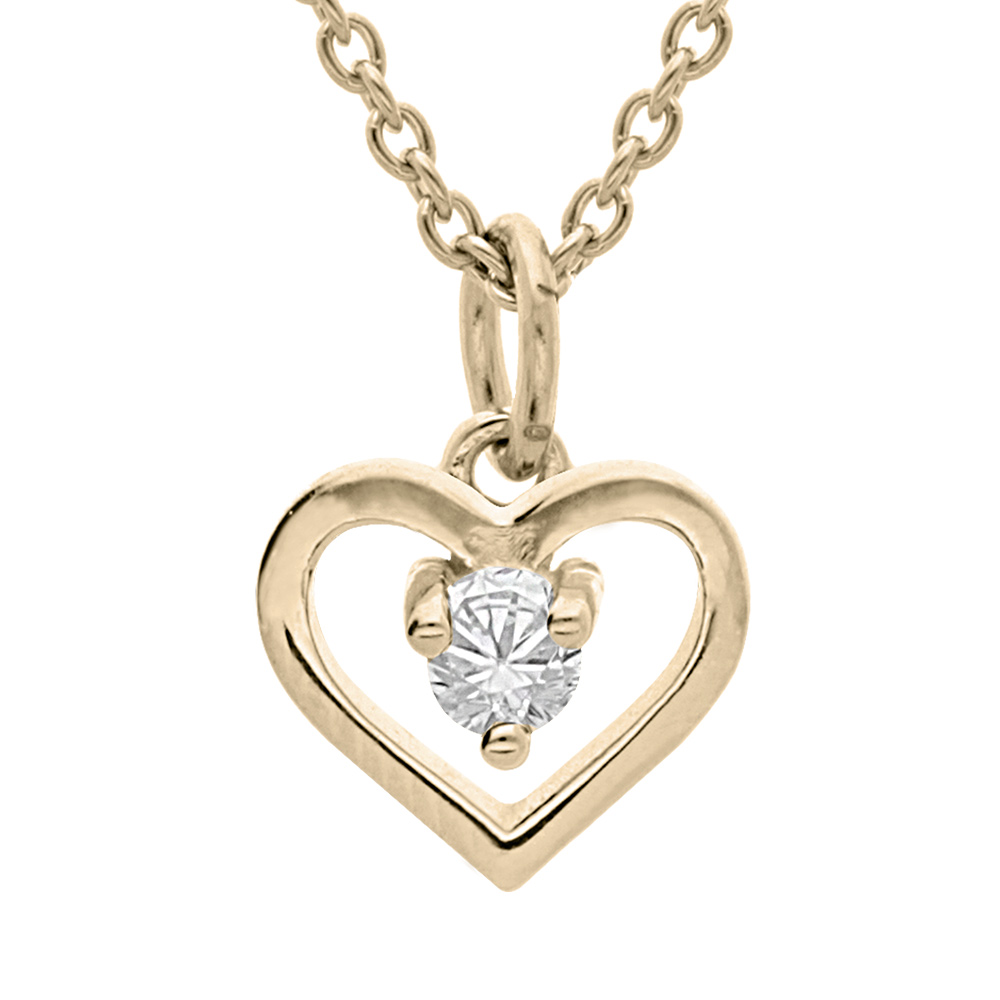 Collier en vermeil pendentif coeur et oxyde blanc - 35+5cm - Vue 1