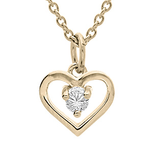 Collier en vermeil pendentif coeur et oxyde blanc - 35+5cm