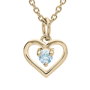 Collier en vermeil pendentif coeur et oxyde bleu ciel - 35+5cm