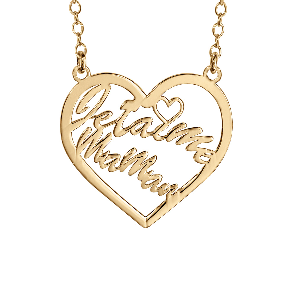 Collier en vermeil pendentif coeur �vid� d�coup� \