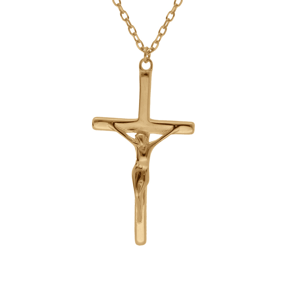 Collier en vermeil pendentif croix 39+4cm - Vue 1