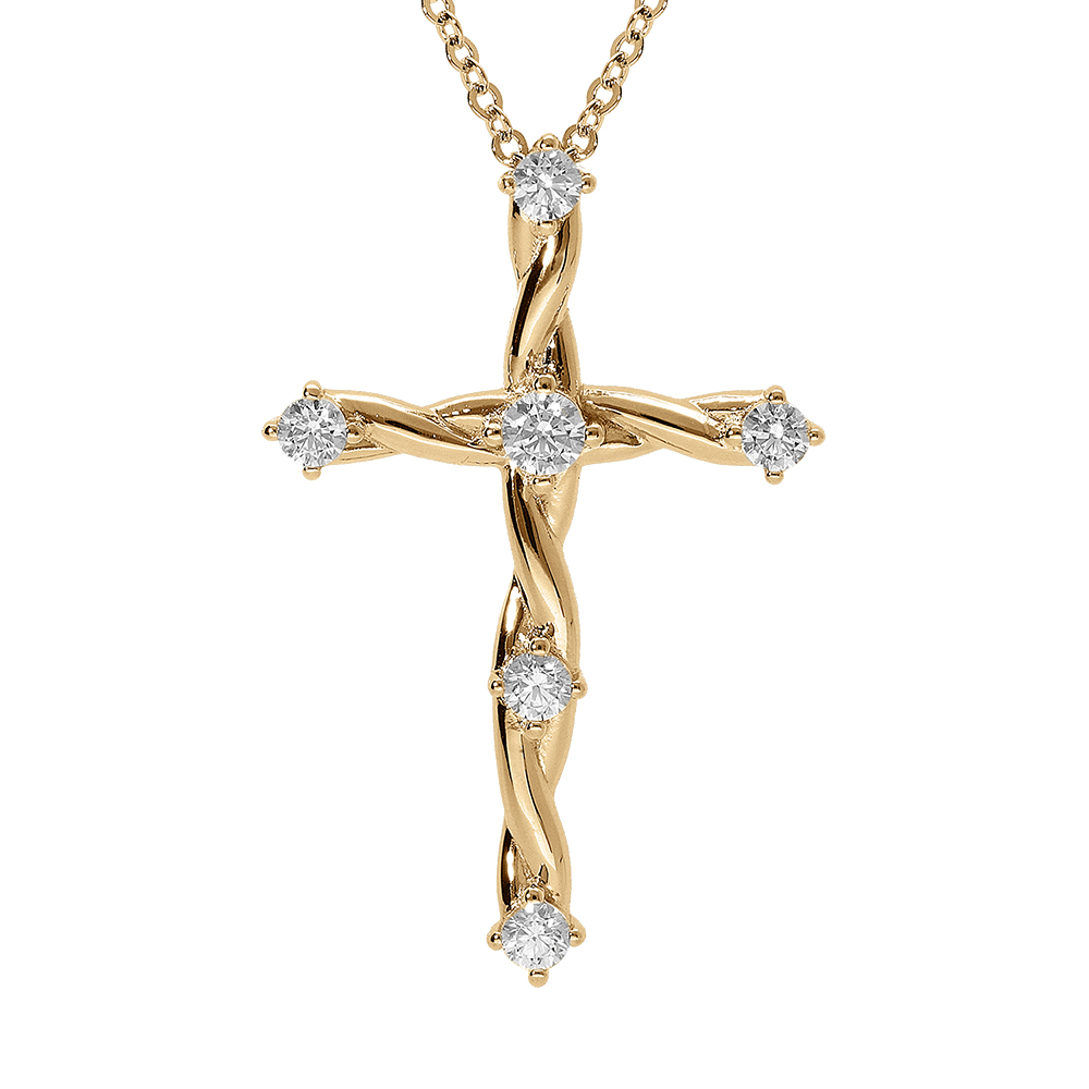 Collier en vermeil pendentif croix avec oxydes blancs - 41+3cm - Vue 1