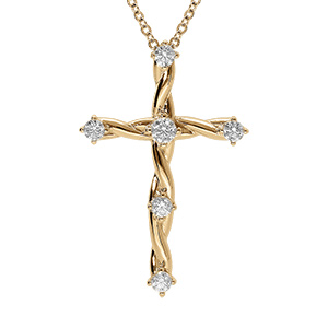 Collier en vermeil pendentif croix avec oxydes blancs - 41+3cm