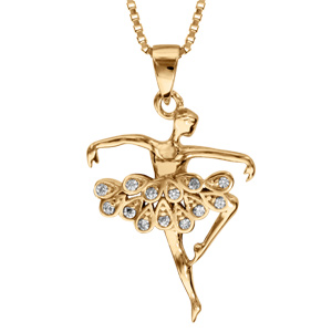 Collier en vermeil pendentif danseuse avec oxydes blancs sertis - 42+3cm - Vue 1