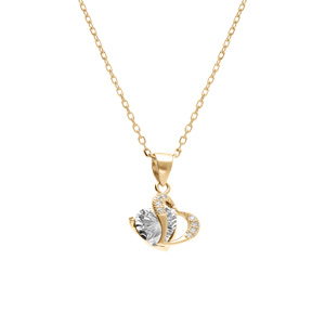 Collier en vermeil pendentif double coeur oxyde blanc - 40+3cm - Vue 1