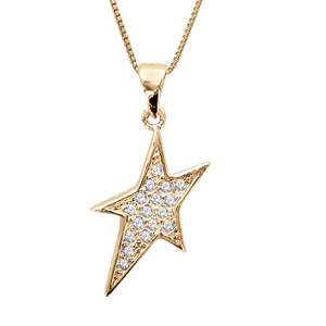 Collier en vermeil pendentif etoile pierres blanches - 42+3cm - Vue 1