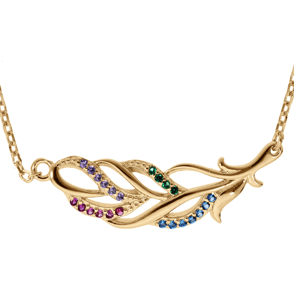 Collier en vermeil pendentif feuillage orn� d\' oxydes multi couleurs - 40+4cm - Vue 1