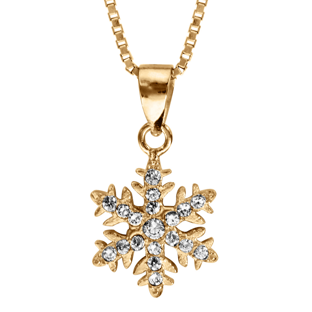 Collier en vermeil pendentif flocon de neige plein - 42+3cm - Vue 1