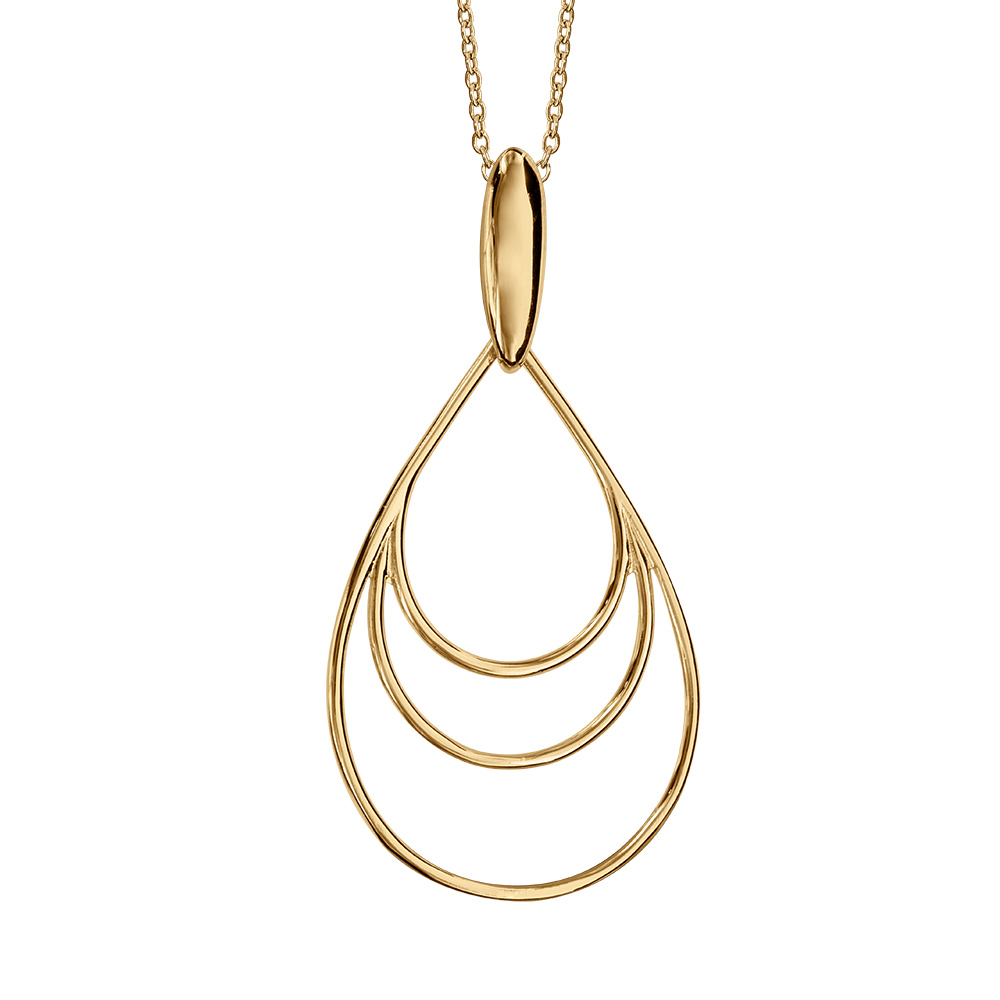 Collier en vermeil pendentif forme trois gouttes �vid�es  - 40+4cm - Vue 1