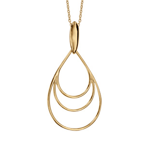 Collier en vermeil pendentif forme trois gouttes évidées  - 40+4cm - Vue 1