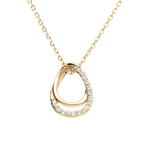 Collier en vermeil pendentif goutte orne d'oxydes blancs sertis -40+2+2cm