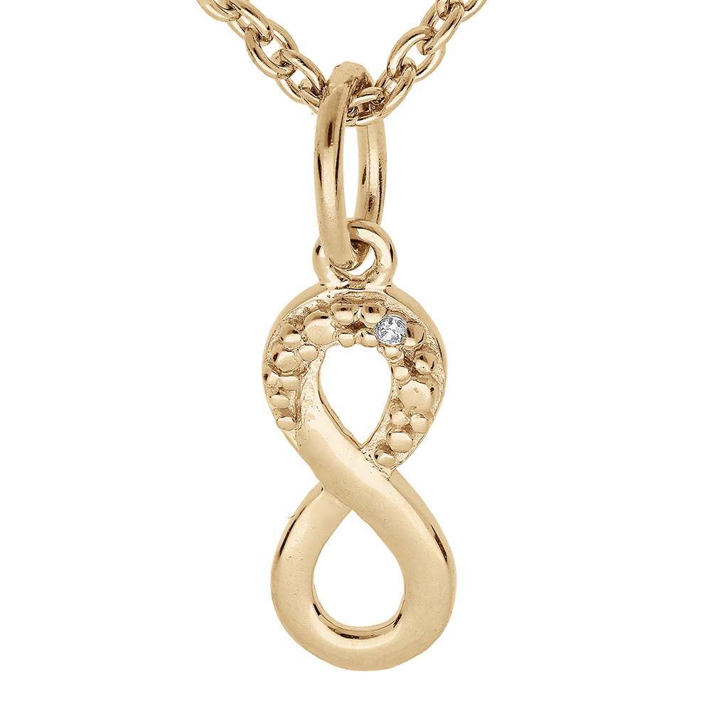 Collier en vermeil pendentif infini avec oxydes blancs sertis - 38+5cm - Vue 1