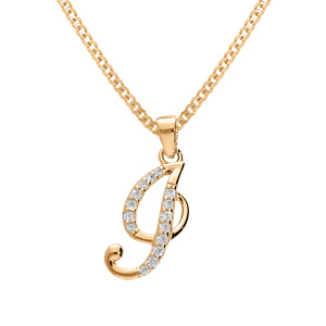 Collier en vermeil pendentif initiale i oxydes blancs sertis - 42+3cm - Vue 1