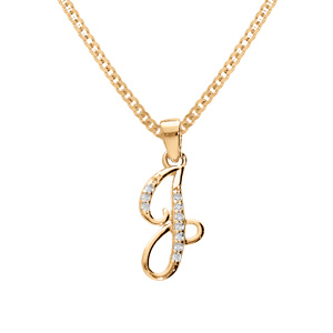 Collier en vermeil pendentif initiale j oxydes blancs sertis - 42+3cm - Vue 1