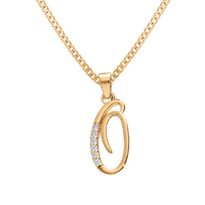 Collier en vermeil pendentif initiale O oxydes blancs sertis - 42+3cm - Vue 1