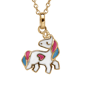 Collier en vermeil pendentif licorne en r�sine - 40+4cm