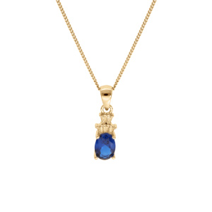 Collier en vermeil pendentif oxyde blanc et bleu foncé - 42+3cm - Vue 1