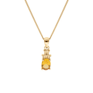 Collier en vermeil pendentif oxyde blanc et couleur miel - 42+3cm - Vue 1