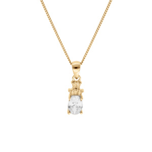 Collier en vermeil pendentif oxydes blancs - 42+3cm - Vue 1