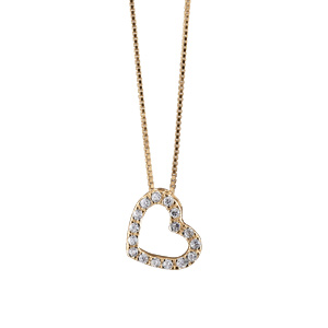 Collier en vermeil pendentif petit coeur pierres blanches  - 42cm - Vue 1