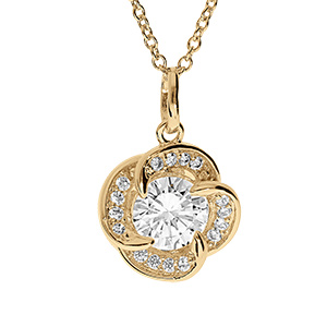 Collier en vermeil pendentif rosace avec oxydes blancs - 40+4cm