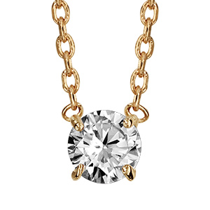Collier en vermeil solitaire d'oxyde blanc 5mm serti 4 griffes - 38+4cm