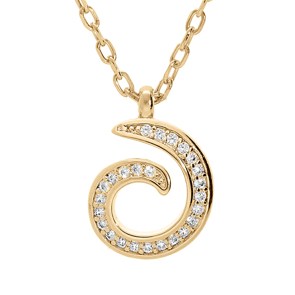 Collier en vermeil spirale avec oxydes blancs sertis - 40+5cm - Vue 1