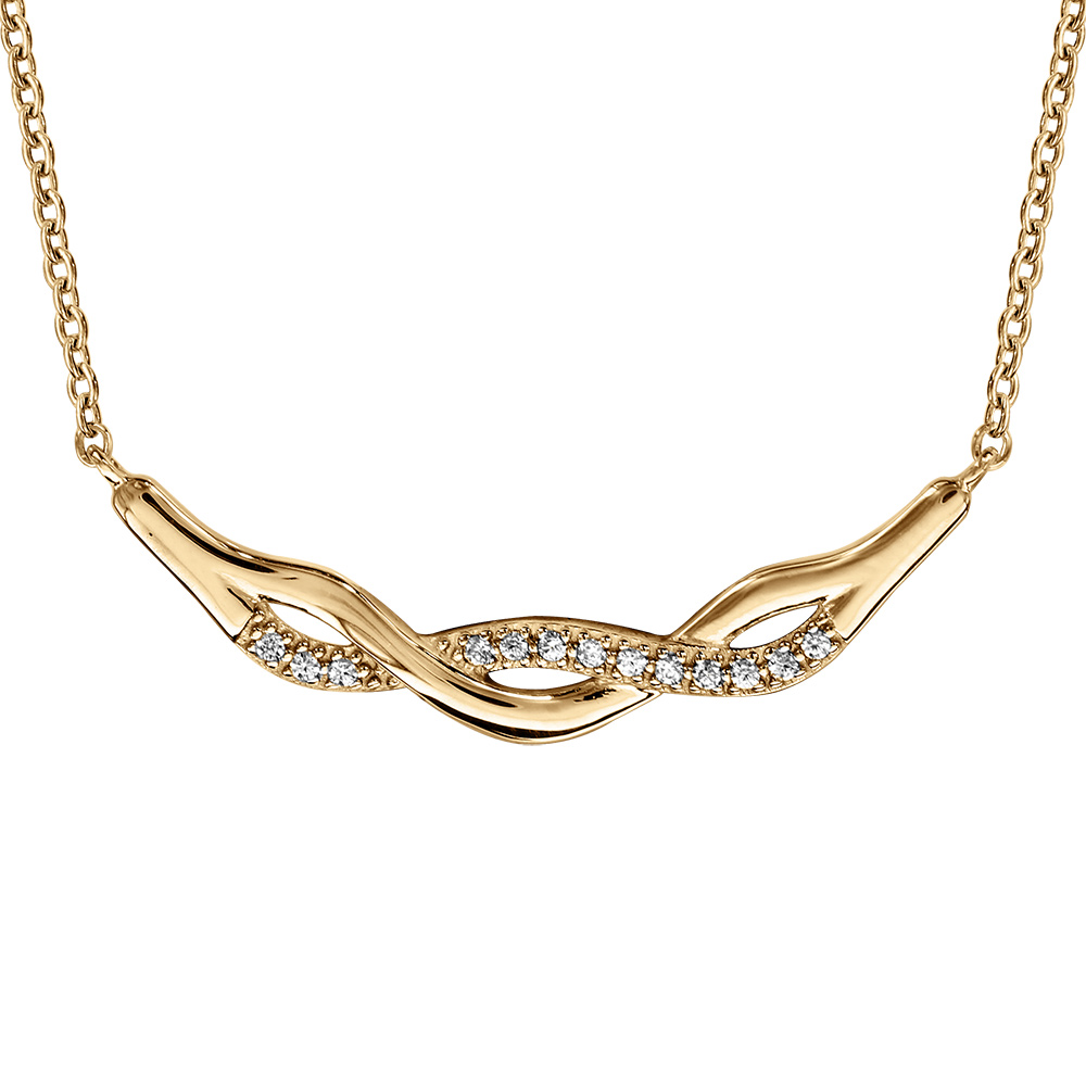 Collier en vermeil torsade oxydes blancs sertis -  42+3cm - Vue 1