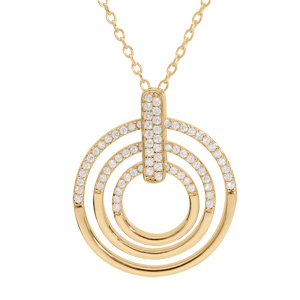 Collier en vermeil trois cercles avec oxydes blancs sertis - 41+4cm - Vue 1