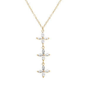 Collier en vermeil trois fleurs d\'oxydes blancs - 42+3cm - Vue 1